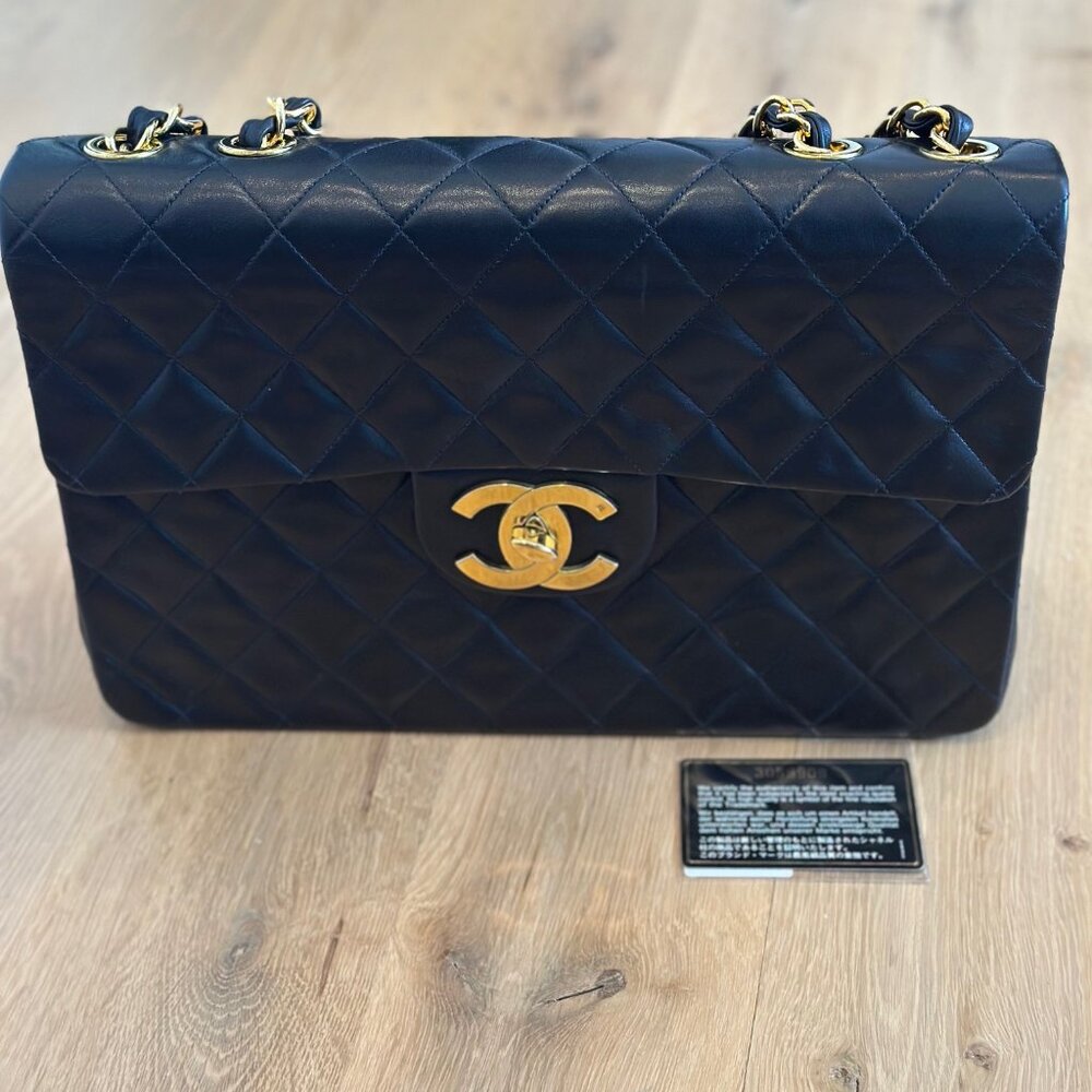Chanel Maxi Flap Bag  - Black Lambskin with 24K GHW